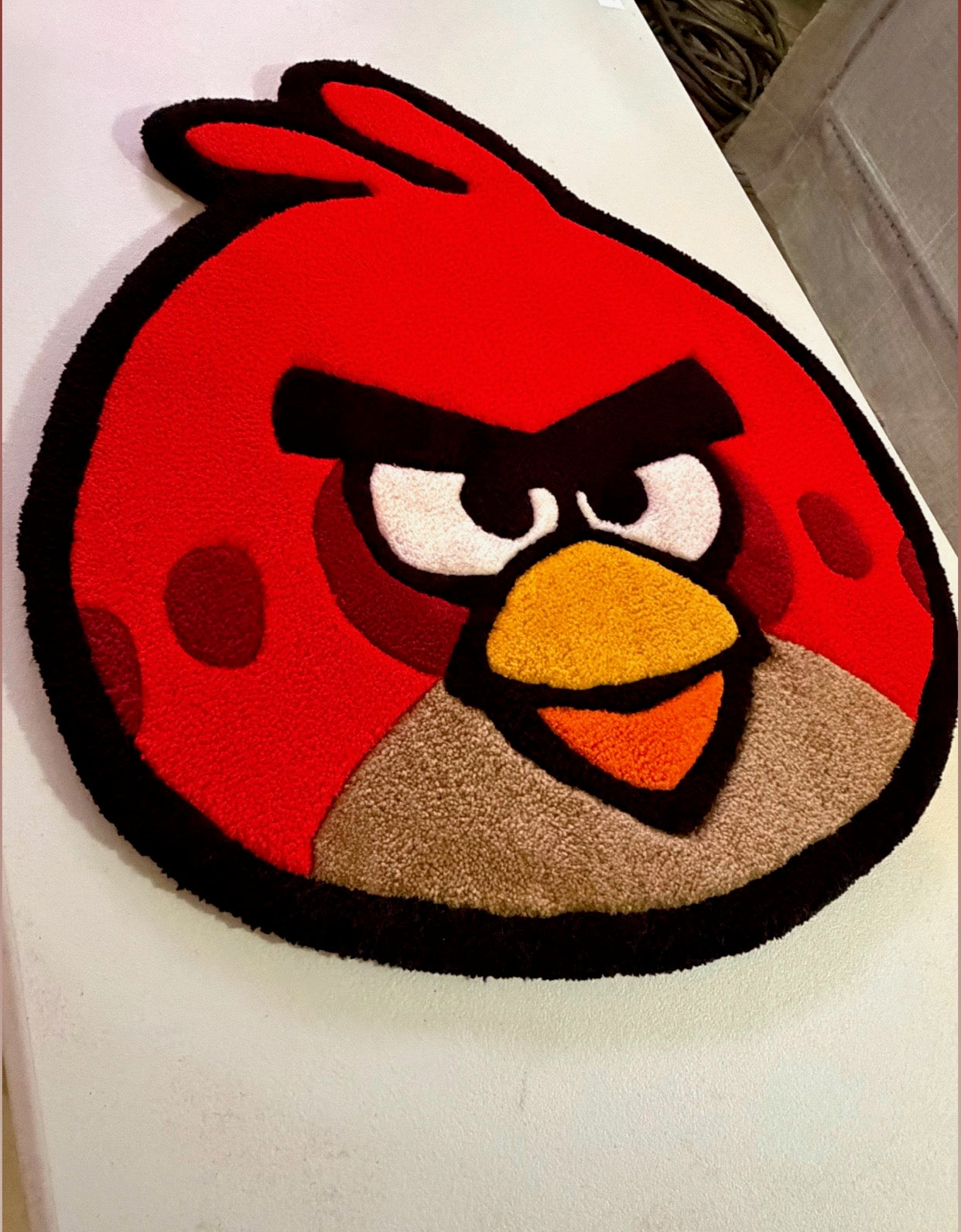 Red AngryBird Plush Rug